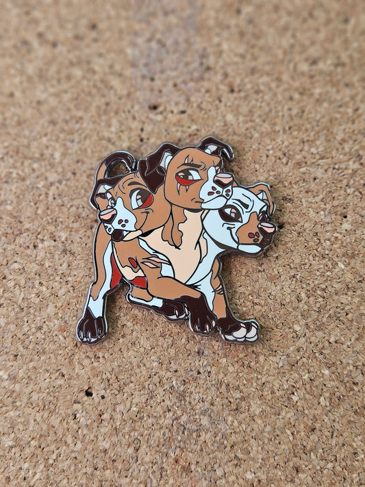 Tan Pitbull Cerberus Enamel Pin
