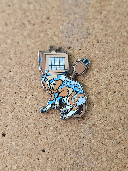Tan TV Head Teruvian Enamel Pin