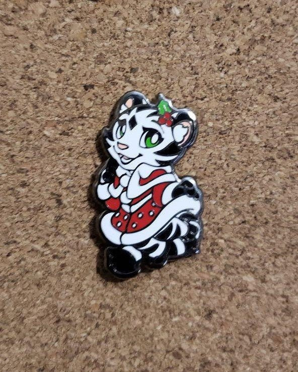 2018 Holiday Cherry Blossom Enamel Pin Red Dress