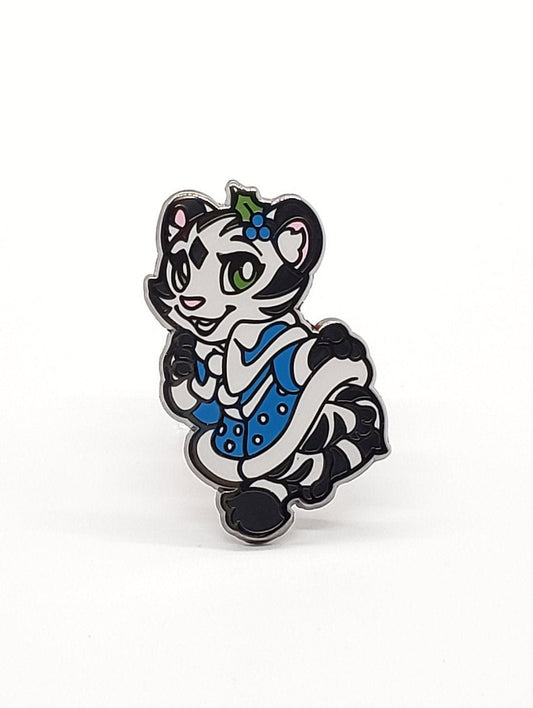 2019 Holiday Cherry Blossom Enamel Pin Blue Dress