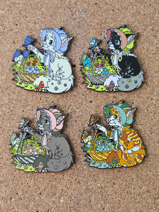 Cottagecore Basket Cat Enamel Pin