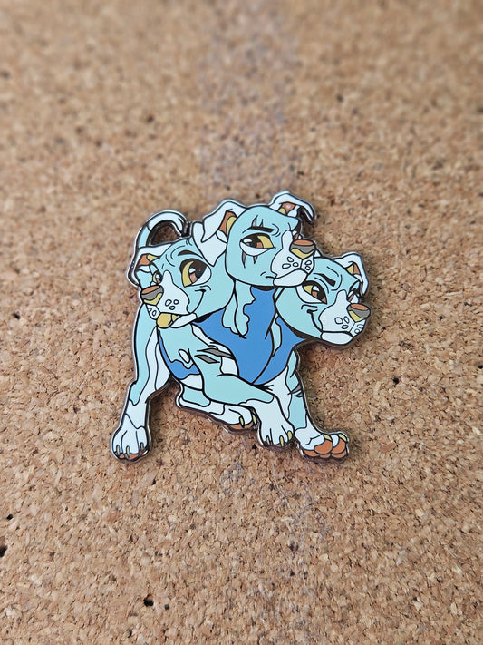Blue Pitbull Cerberus Enamel Pin