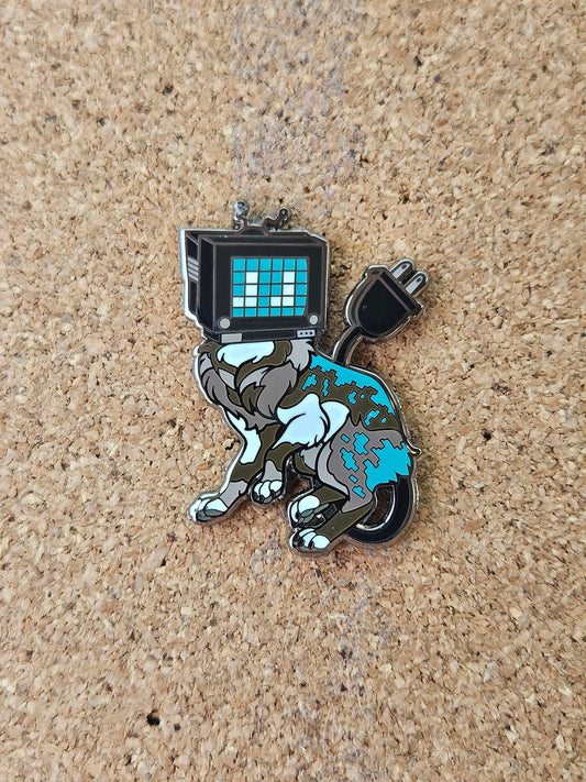 Black/Grey TV Head Teruvian Enamel Pin