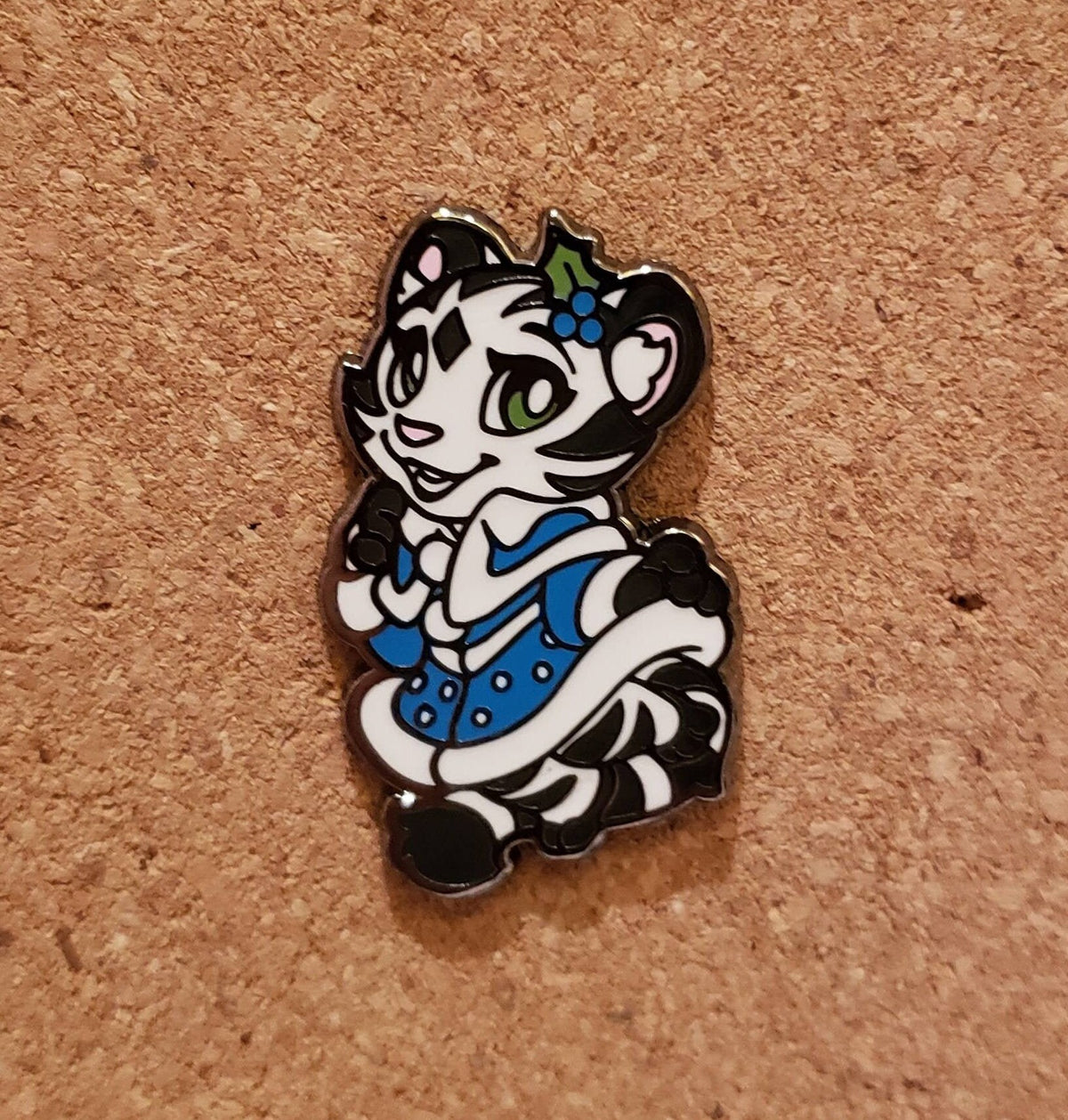 2019 Holiday Cherry Blossom Enamel Pin Blue Dress