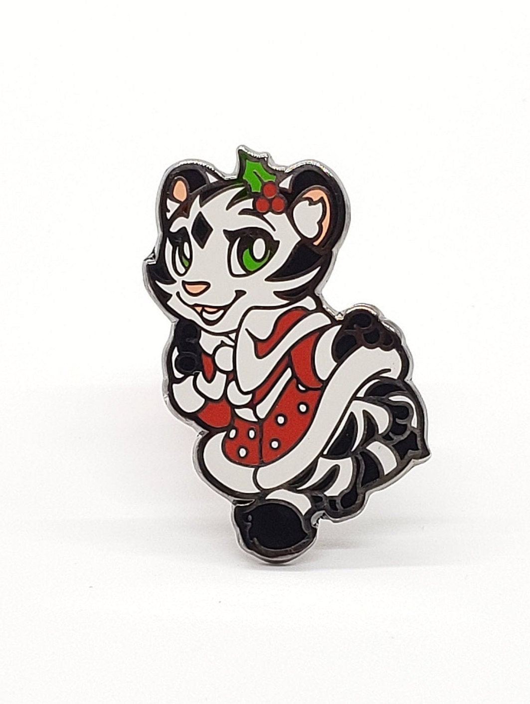 2018 Holiday Cherry Blossom Enamel Pin Red Dress