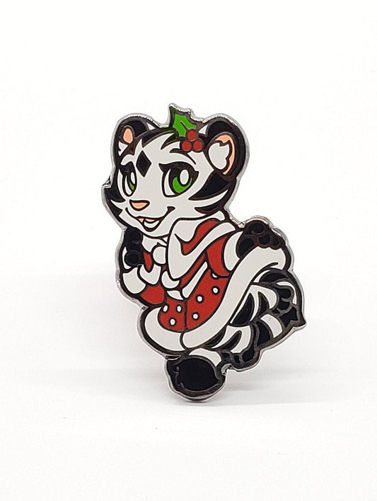 2018 Holiday Cherry Blossom Enamel Pin Red Dress